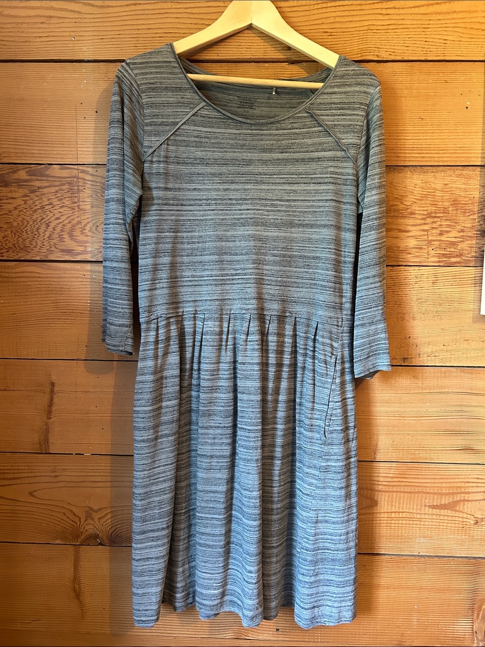 Toad&Co Grey Striped 3/4 Sleeve Dress